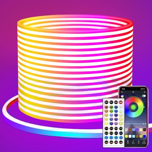 segrass 20m Neon Led strip,APP Steuerung,mit Fernbedienung, flexible LED Streifen, DC 24V Rgb LED band Neon Seil Lampe, anwendbar auf Schlafzimmer, Raum und Außendekoration