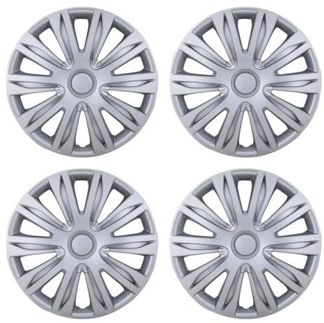 I1MOTOR 40,6 cm Radkappen Set mit 4 Radkappen Universal R16 Nabenkappen Ersatz ABS-Material Außenzubehör für Auto Pickup LKW SUV (16 Zoll, Lack)