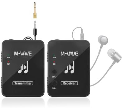 M-Vave WP9 - Wireless In-Ear Monitor System, 2.4GHz Transmitter and Receiver, Clip-on Design, USB Rechargeable, Black