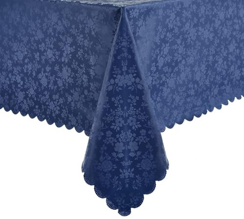 Romanstile Wachstischdecke Tischdecke blau 140x240 abwaschbar 350GSM,Outdoor Plastik Tischtuch wasserdicht Dekoration für Garten,Party,Esstisch,Sommer,Frühling,Pink,Camping,Draußen,Outdoor