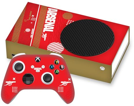 Head Case Designs sous Licence Officielle Arsenal FC Rouge et Or Logos Vinyle Autocollant De Jeu Peau Autocollant Couverture Compatible avec Xbox Series S Console and Controller Bundle