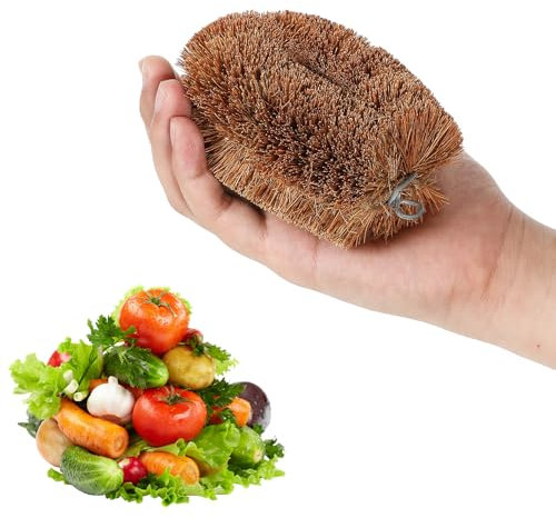 YUXIANLB Vegetable Brush Potato Scrubber 1PCS Natural Coconut Fiber Scrub Brush Fruit Clean Scrubber Produce Brush For Kitchen Cleaning Needs And Household Employ With Wire Hanging Rings Coconut Brush