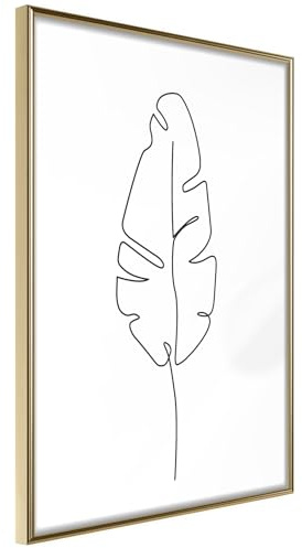 KunstLoft Poster 'Drawn with One Line' 30x45cm | Goldener Bilderrahmen | Full-HD-Druck auf hochwertigem Papier