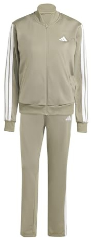 adidas Women's ESSENTIALS 3-STRIPES TRACKSUIT, silver pebble, XS