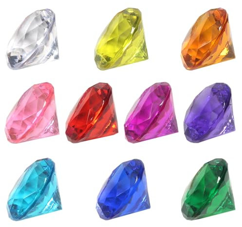 TOAOB 100 Stück Deko Diamanten Groß 20 mm Acryl Kristalle Bunte Diamantkristalle Dekosteine Tischdeko Diamanten Streudeko Hochzeit Dekoration
