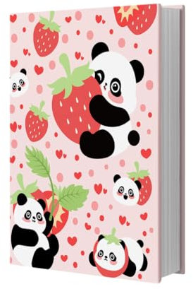 NBEADS Panda Erdbeere Buchhülle, Dehnbarer Bucheinband Jumbo Stoff Buchhüllen Wiederverwendbarer Buchschutz für Hardcover Lehrbücher Paperback bis zu 20.6x27.4cm