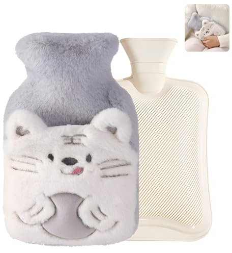 LHLZNB Stitch Hot Water Bottle - Wearable Hot Water Bottle for Adults- Cute and Fluffy Hot Water Bottles for Back Pain Relief - Perfect for Men, Women & Kids - Mini Hot Water Bottle (Gray)