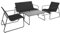 Acomoda Textil – Conjunto Jardín de Sofá + 2 Sillones + Mesa de Acero Resistente, Decorativo y Ligero. Asiento para Exterior en Patio, Balcón y Terraza de Fácil Instalación. (Negro, 4 Piezas)