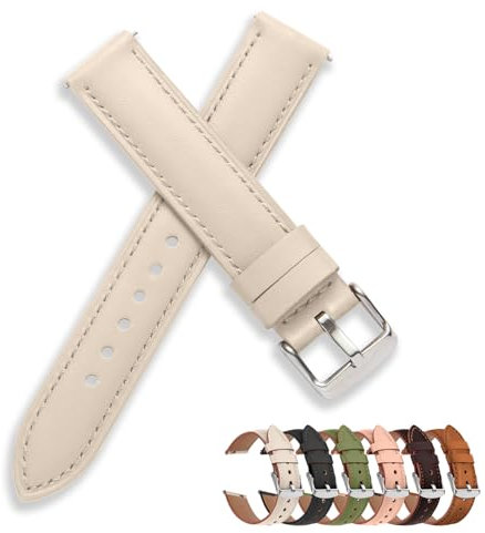 Vancle Uhrenarmband 18mm Damen Herren, Smartwatch Armband 18mm Leder Ersatzarmbänder mit Schnellverschluss Zubehör für Uhren