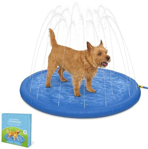 Lizzy Pet Splash Pool & Sprinkler – 100cm/39in | Summer Cooling Pad for Dogs & Pets | Foldable Sprinkle and Splash Water Play Mat | Easy Hose Connection | Outdoor Water Toy for Hot Weather Fun