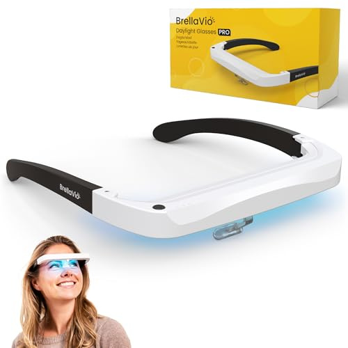 BrellaVio Tageslichtbrille PRO - Alternative zu 12.000 Lux Tageslichtlampe - UV-freie LED Tageslicht Simulation Brille - Tragbare Tageslichtleuchte