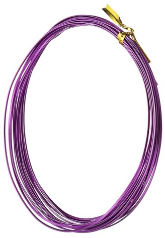 sourcing map 1 Rolls 24 Gauge Flat Aluminum Wire, 16.40 ft Soft Craft Wire for Flower Bonsai Crafts Carving DIY Bezel Sculpting Gem Metal Wrap, Purple
