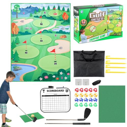 Golfchip-Set, Golf-Praxismatte zum Schlagen und Abschlagen, für Haus, Garten, Hinterhof, Innenbereich, Rasen, Kinder, Erwachsene, Party, Garage, draußen