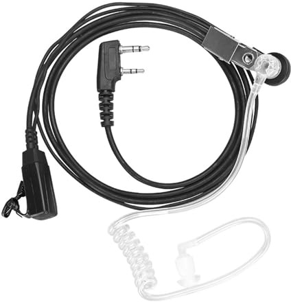 HoxzoDa Walkie - Auriculares de 2 pines, aire tubo, auricular acústico, auricular de radio de vigilancia con tubo acústico de 2 puntas, micrófono integrado para comunicaciones discretas