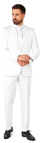 Suitmeister Vestito da Uomo Set di Pantaloni Eleganti da Lavoro, Bianco Solido, S