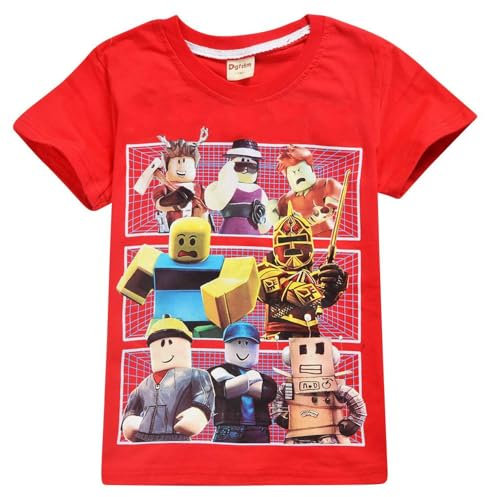 YouTuber-T-Shirt für Kinder, Spiele, Familienspiele, Team-T-Shirt, atmungsaktives Baumwoll-Top für Mädchen, Jungen, Teenager, rot (2), 9-10 Jahre