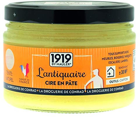 1919 BY MAULER - Cire en pâte « Antiquaire » - Pour meuble, parquet, escalier bois - Teinte : naturel - 500ml