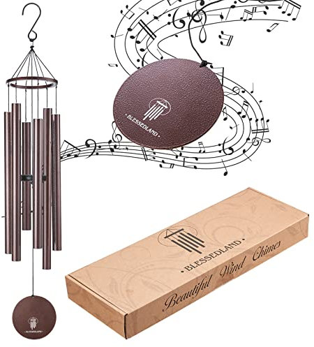 BLESSEDLAND Premium Windspiel 41“, Großer tiefer Ton,6 Metal Tubes, Outdoor-Dekor für Garten, Hof, Patio und Haus(Kupfervene)