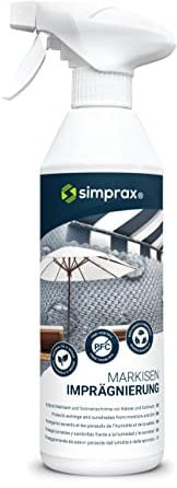 simprax® Markisen Imprägnierung - Imprägnierspray zum Langzeitschutz von Markisen, Sonnenschirmen und Sonnensegeln - Anti Grünbelag - UV-stabil - 500ml