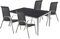 Mojawo 5er Set Alu Silber Gartenmöbel Gartengarnitur Non Wood Schwarz 150x90x74cm + 4 Stapelstühlen Textilen