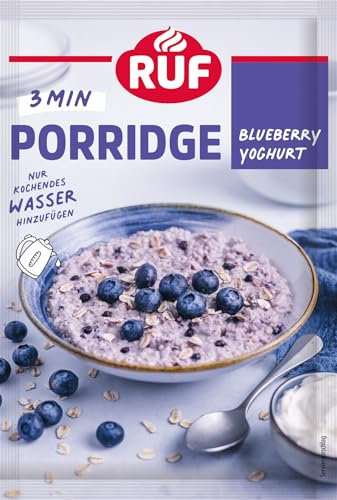 RUF Porridge Blueberry Joghurt, beliebtes Oatmeal mit Blaubeerstückchen, ideal für Unterwegs oder im Büro, kurze Zubereitungszeit, 1 x 65g Beutel