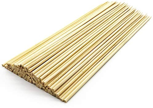 Brochettes en bambou de 30,5 cm | Brochettes épaisses en bambou robustes Φ = 4 mm – 100 pièces | Bâtons en bambou naturel | Bâtons à brochettes pour barbecue, barbecue