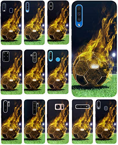 KX-Mobile Hülle für Samsung Galaxy A7 2018 Handyhülle Design 1170 Fussball Fußball Schwarz Gelb Feuer aus flexiblem Silikon SchutzHülle Softcase HandyCover Hülle für Samsung Galaxy A7 2018