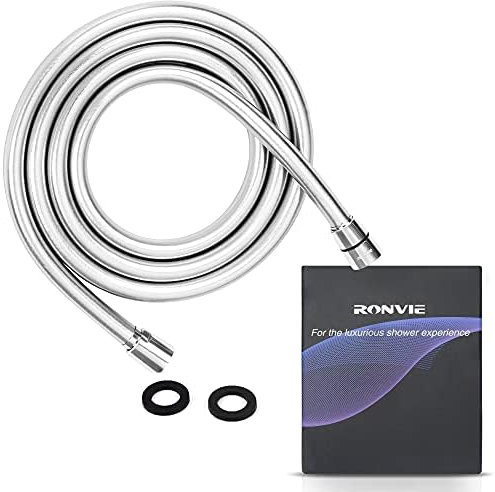 Ronvie duschschlauch 2m mit Verdrehschutz, flexibler und knickfester Kunststoff brauseschlauch mit Drehwirbel, Universal- in G ½” Badinstallation