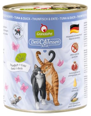 GranataPet DeliCATessen Thunfisch & Ente, 6 x 800g | Alleinfuttermittel, Getreidefrei, Ohne Zuckerzusatz, Taurin & Grünlippmuschel, Hoher Fleischanteil, Made in Germany