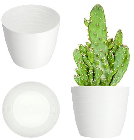 KADAX Pot de fleurs en plastique - Diamètre : 11 à 19 cm - 7 couleurs - Simple - Pot de fleurs moderne - Protection robuste - Diamètre : 13 cm - Blanc
