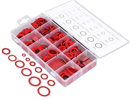 Surtido de Arandelas Planas de 600 Uds Arandelas Planas de Fibra Juntas Aislantes Junta de Fibra de Papel Juego de Arandelas de Sellado de Papel de Acero