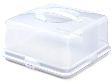 PHG Plastic Reusable Storage Cake Box- Food Storage Container- Cake Storage Box- Plastic Takeaway Containers with Lid- Storage Container Lockable Lid Cover Box Multipack Offer (Single Square)