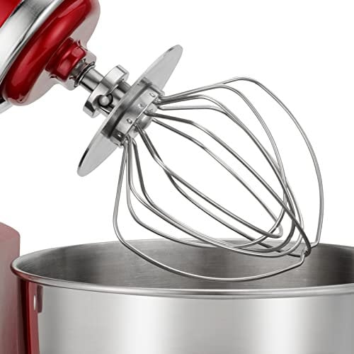Lawenme K45WW Stainless Steel Whisk Attachment for KitchenAid 4.5-5 Quart Tilt-Head Stand Mixer, 6-Wire Whip with Shield, Mixer Attachment Wire Whisk for Egg Whites, Heavy Cream, Mayonnaise