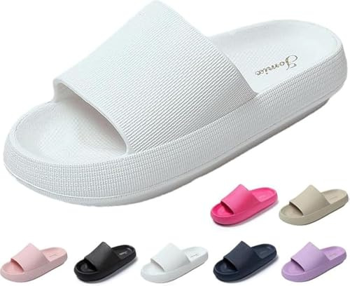JOMIX Ciabatte Donna Estive Comode Nuvola Mare Donna Gomma Morbida Suola Spessa Casa Piscina Spiaggia SD5171-2 (Bianco, 41)
