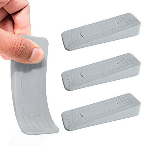 Pack of 4 - Door Wedge Rubber Door Stoppers for Floor Non-Slip Non Scratch Door Stops Ideal for Homes, Offices, Schools and Shops, White