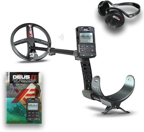XP Metal Detectors DEUS II RC - 9 FMF Coil with WSAII wireless headphones bundle - waterproof and multifrequency metal detector with XP DEUS II Remote Control & S-Telescopic Stem