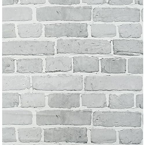 Arthome 44cmx10m Klebefolie Möbel Grau Stein Ziegel Tapete,Abziehen und Aufkleben Selbstklebende Tapete, Wandverkleidung aus Kunststoffplatten Vinyl Wrap Film für Küche Kamin Backsplash