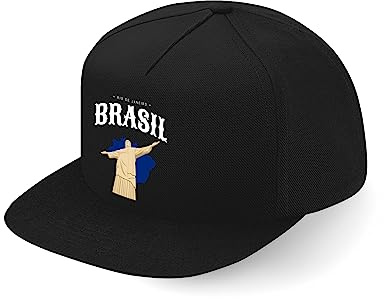 Lauthings Brasilien Rio De Janeiro Statue Fullcap Flat Bill Classic Snapback Cap, Schwarz , One size