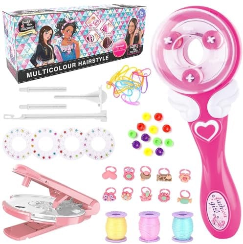 Hair Bedazzler Kit & Automatic Hair Braider - Kombipaket für Haare, Haarflechtmaschine und Diamant-Haar-Maschine, Mädchen Haarstyling-Werkzeug mit 240 Haar-Edelsteinen