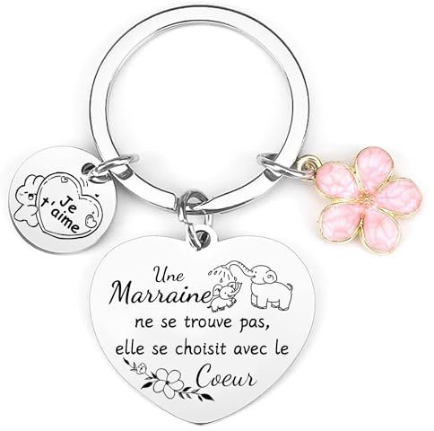 LKJHGF Cadeau de Marraine Porte-clés de Marraine Porte clés Marraine Bapteme D'anniversaire Cadeau fête des mères pour Marraine Cadeaux de Noë (3)