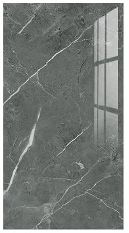 Kitchen Vinyl Floor Sticker Tile Self-Adhesive Oilproof PVC Flooring Sticker Tile Waterproof for Living Room Bathroom Peel and Stick Backsplash Decorative 60x30CM (Marble Dark Grey)