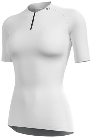 Wulibike Radtrikot Damen Halbe ReißVerschluss Fahrradshirt Mountainbike Fahrradtrikot Atmungsaktiv Rennrad Trikot Kurze äRmel Frauen Fahrrad Shirt 4 Tasche Radfahren Tops Upf50+ Weiß M