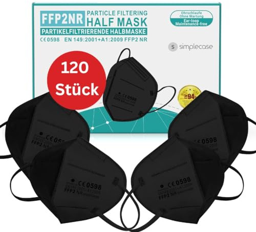 SIMPLECASE 40x FFP2 Maske, CE Zertifiziert von offiziell benannter Stelle CE 0598, Atemschutzmaske, Partikelfiltermaske