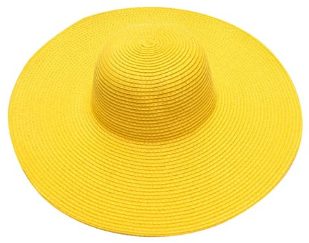 Domino-Sommerhüte für Damen, breiter Bongrace, Strandhut, kleines Mädchen, Sonnenkappe, faltbar, Damenhüte, gelb, Einheitsgröße