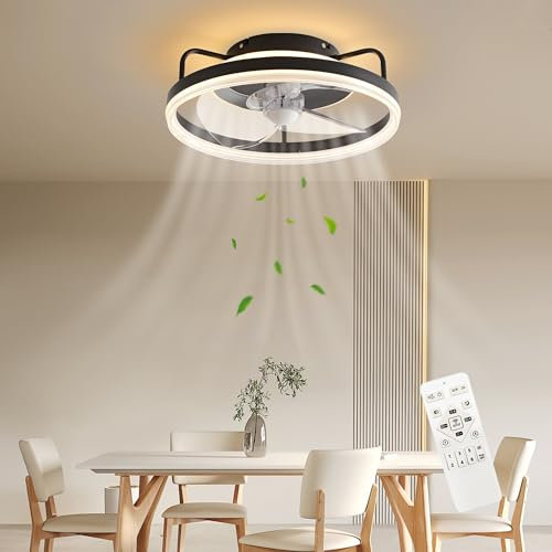Baerolc Ventilador de Techo Con Iluminación LED Regulable, 40CM 26W, 6 Velocidades, Para Dormitorio, Cocina y Comedor