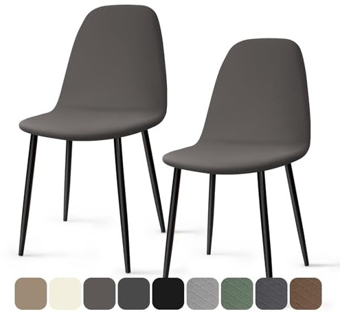 Stuhlhussen 2 Stück Stretch Stuhlhussen für Esszimmerstühle Universal Spandex Hussen für Stühle Abnehmbare Waschbar Stuhlbezüge Stuhl Hussen für Küchenstühle Hotel Bankett (Grau, 2 Stück)-KC