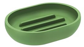 COSMIC SAONA Portasapone per bagno o cucina dal design elegante realizzato in resina Supporto per saponetta Accessorio morbido al tatto per lavandino color oliva