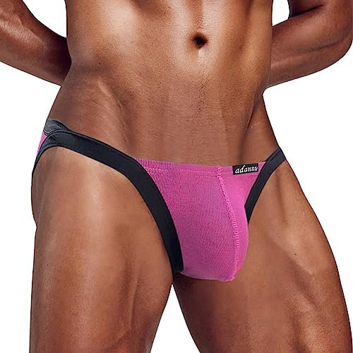 Slip da uomo, biancheria intima, basic, comodi, mutande giapponesi, sexy, a vita bassa, traspirante, in cotone triangolare, pantaloncini High Fork, biancheria intima da uomo, rosa intenso, XL