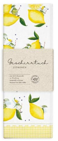Grätz Verlag GmbH Geschirrtuch 100% Baumwolle, Geschenkidee, Küchen Accessoire, Motiv, Geschenk, Küche, Kochen, Grillen (Zitronen)
