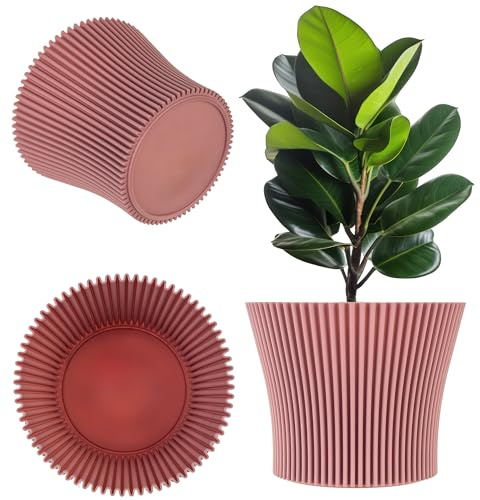 KADAX Kleiner Blumentopf aus Kunststoff, Pflanztopf für Sukkulenten und Kräuter, Moderner Übertopf für Innen- und Außenbereich (Puderrosa, 11.5 cm)